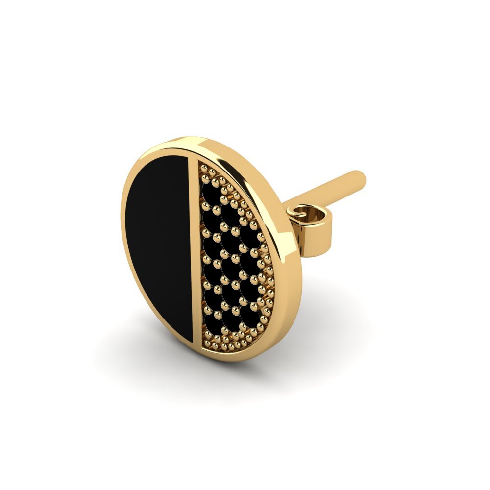 14ct Yellow Gold Black Diamond Men's Earring Radmila