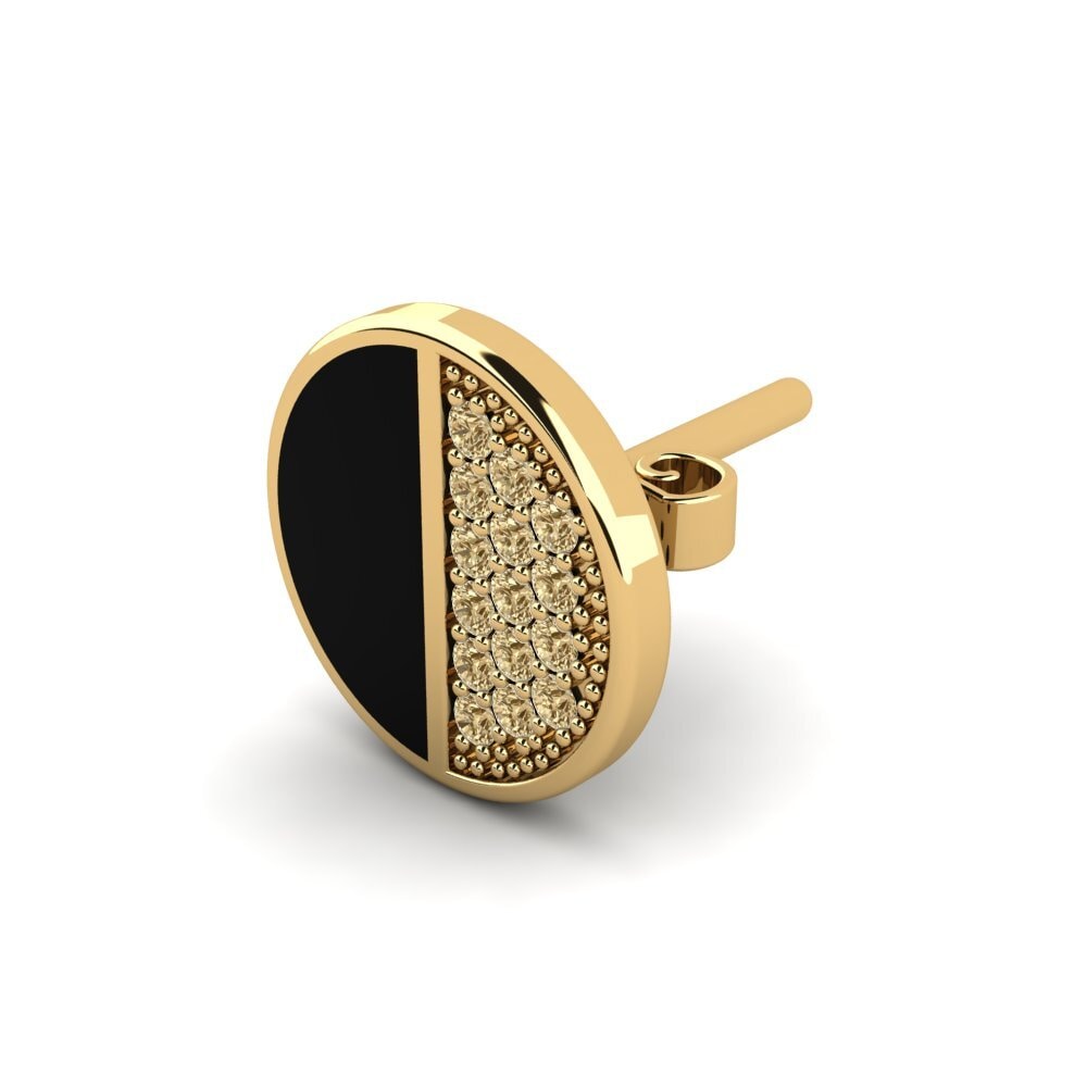 18ct Yellow Gold Brown Diamond Men's Earring Radmila