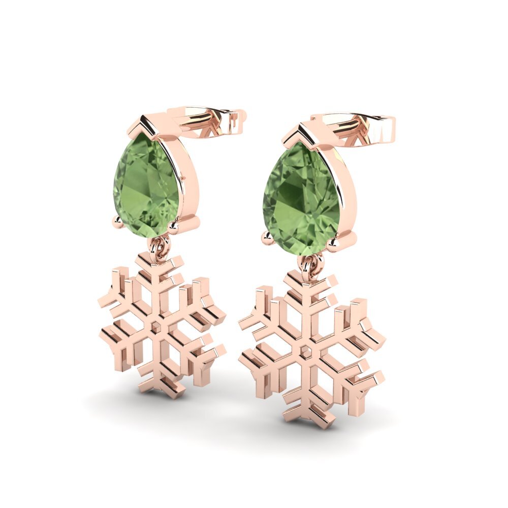Oro Rosso 585 Zaffiro Verde Orecchino da donna Rajeev