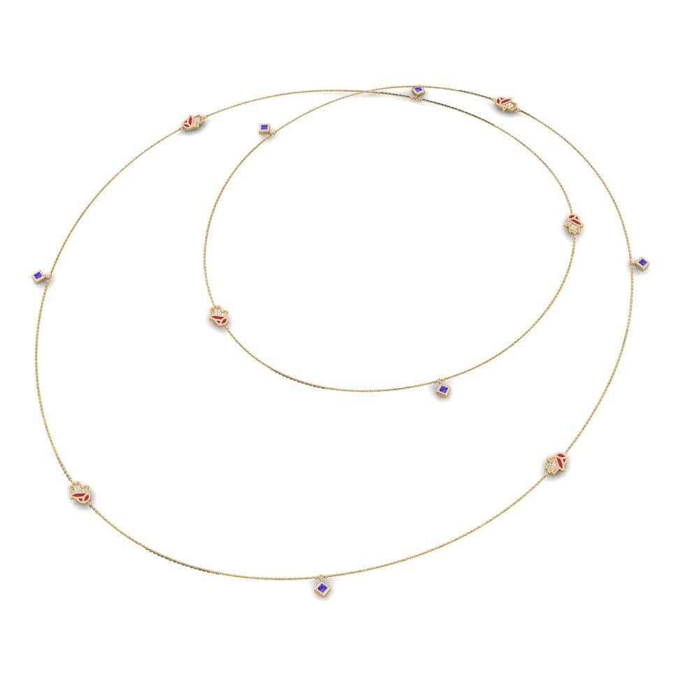 14k Oro Amarillo Tanzanita Collar de Mujer Rakshak