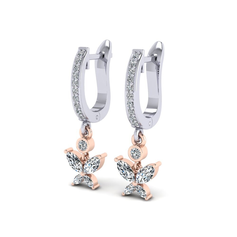 14ct White / Rose Gold Marquise Women's Earring Ralenti
