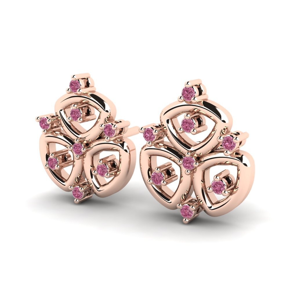 18ct Rose Gold Rhodolite Garnet Women's Earring Ramita