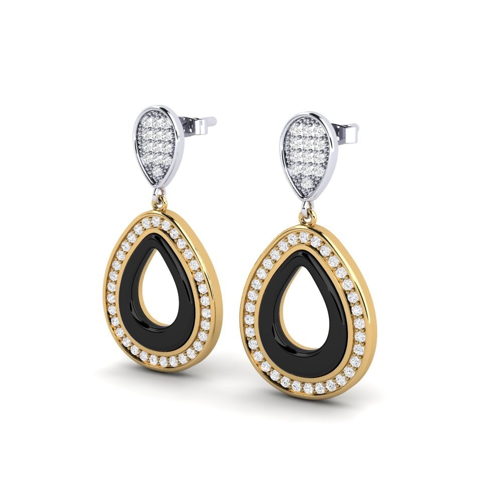9k Oro Amarillo & Blanco Zafiro blanco Pendiente de mujer Ramonity