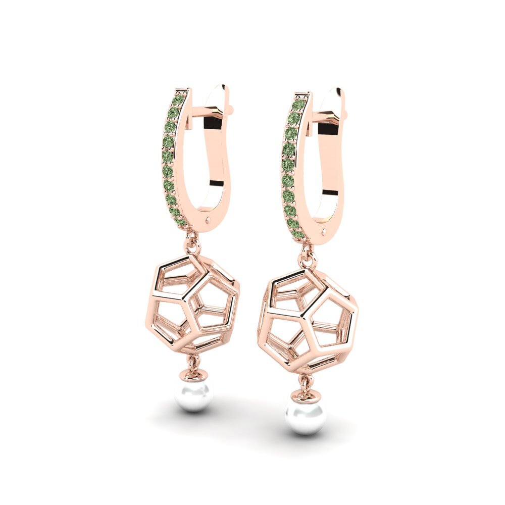 9ct Rose Gold Green Diamond Women's Earring Rancour