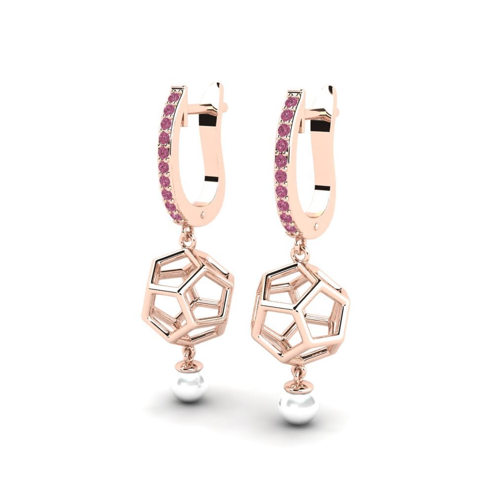 14k Oro Rosa Granate Rhodolite Pendiente de mujer Rancour