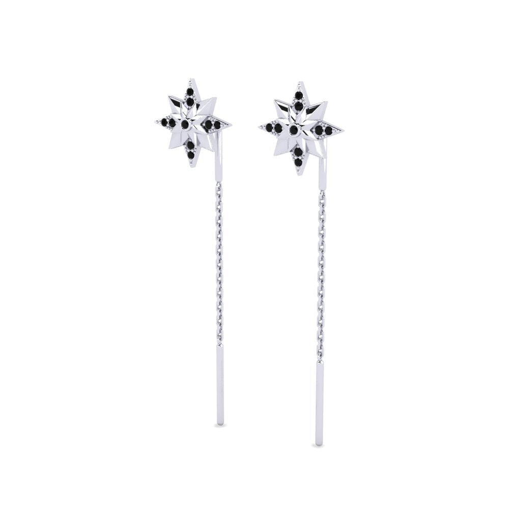 Argento 925 Diamante Nero Orecchino da donna Ratri