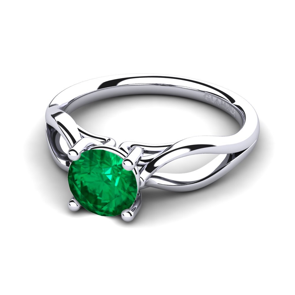 Esmeralda (creada en laboratorio) Anillo de compromiso Rayanne