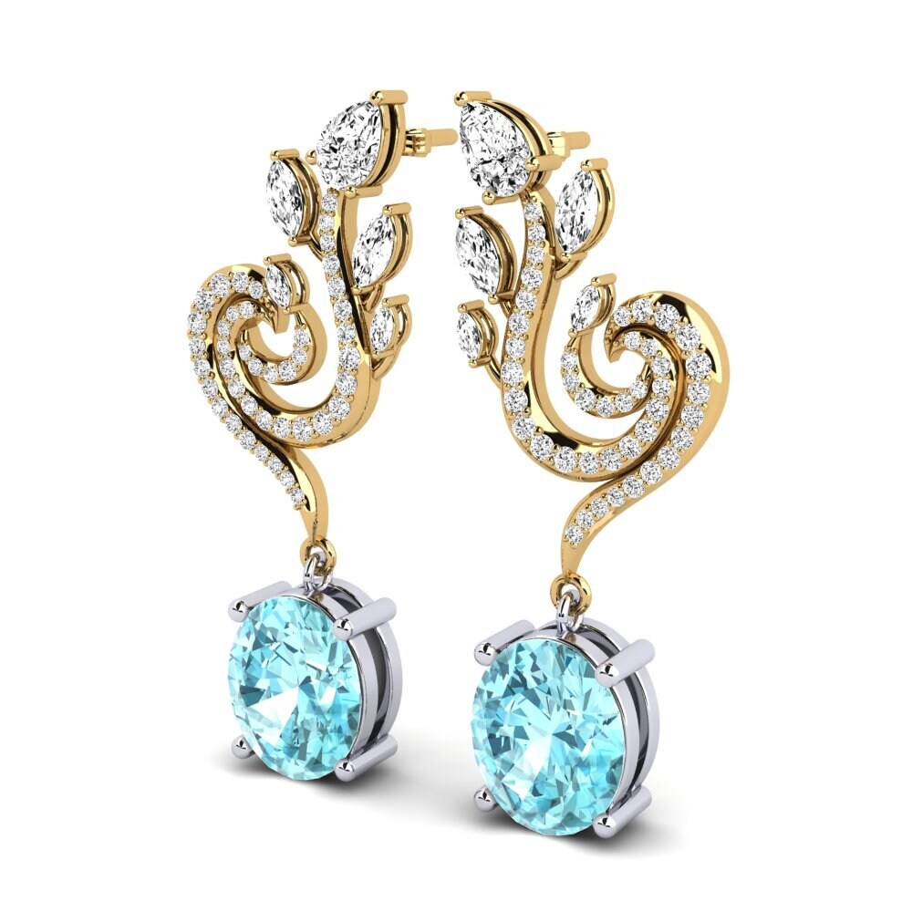 18ct Yellow & White Gold Blue Zircon Women's Earring Raymond