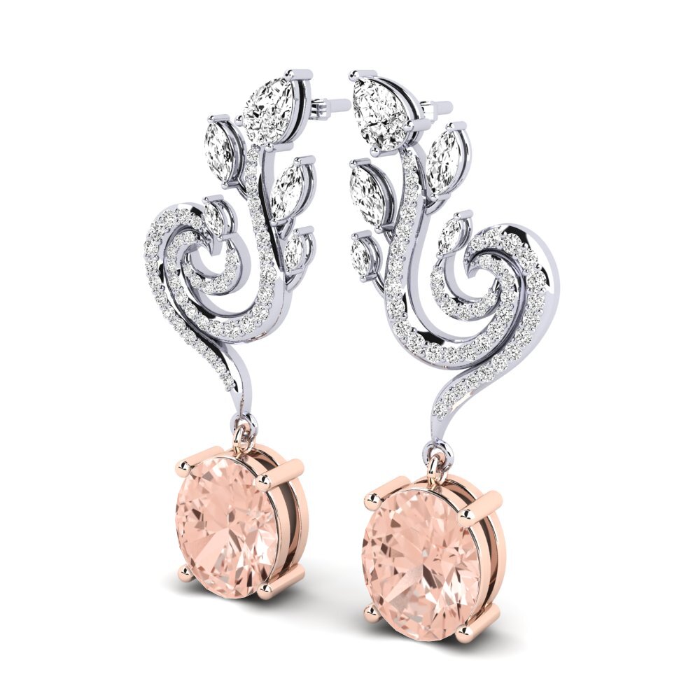14ct White & Rose Gold Morganite Women's Earring Raymond
