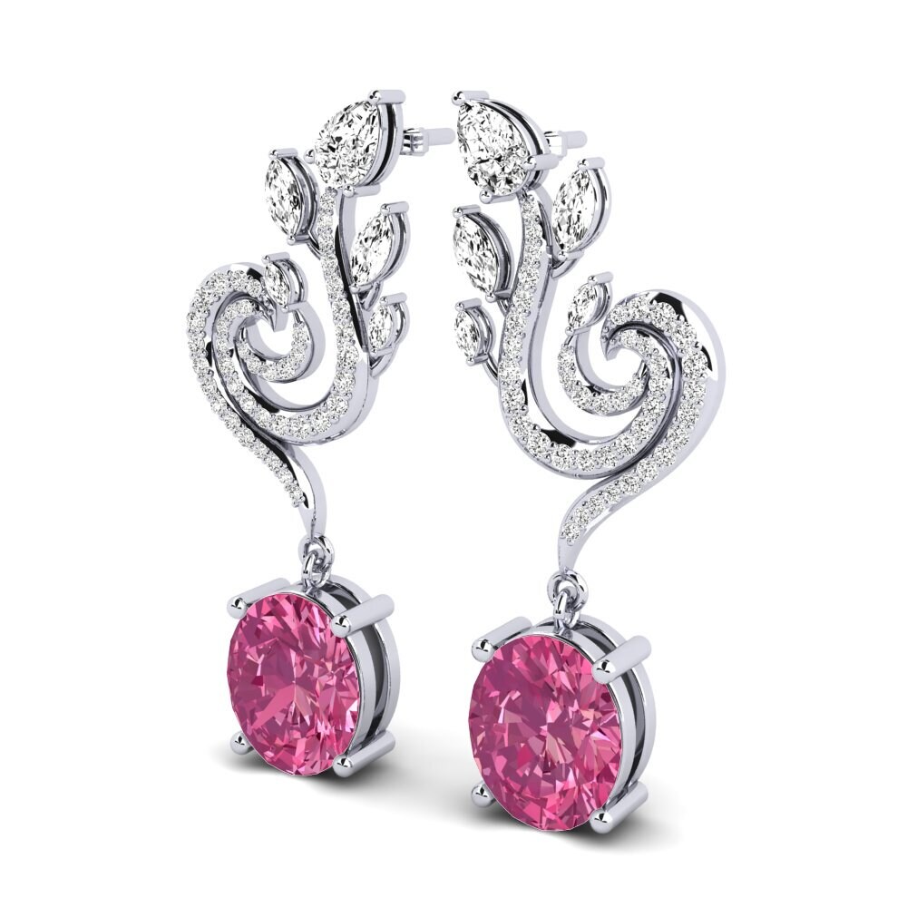 Platino 950 Turmalina rosa Pendiente de mujer Raymond