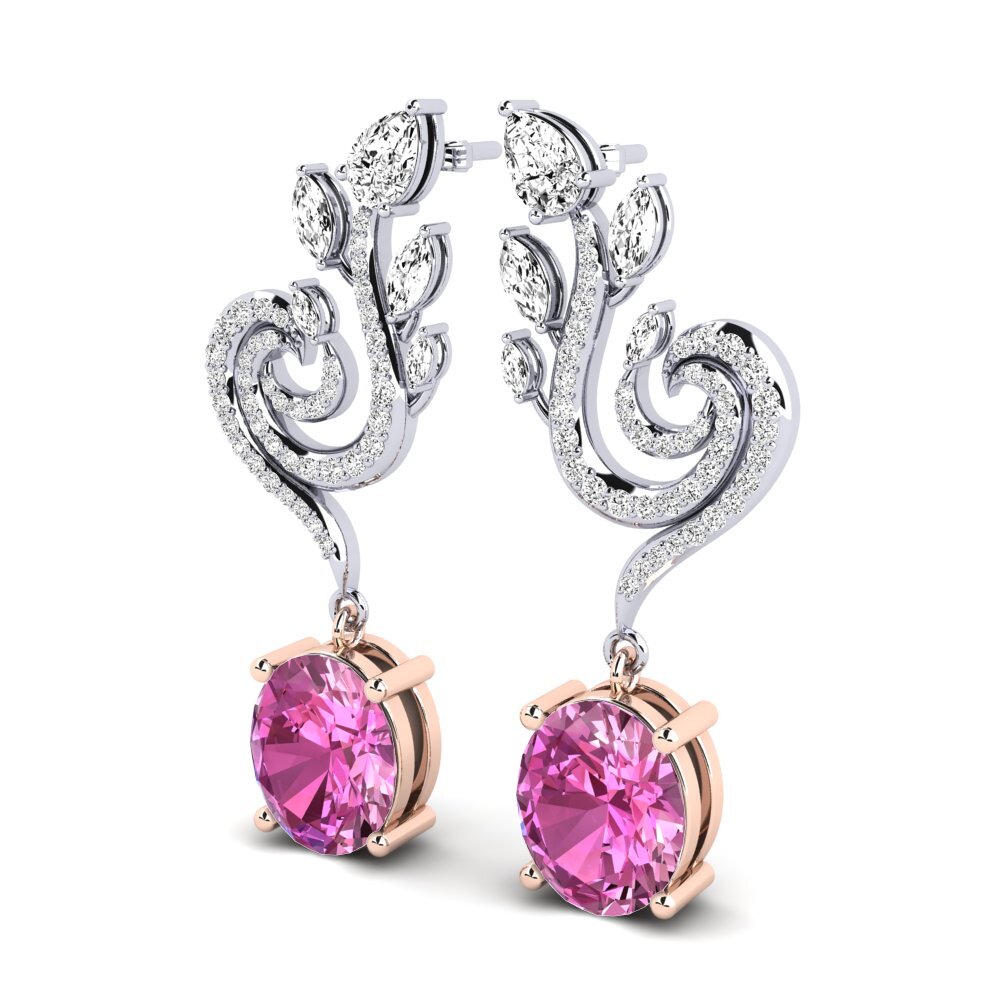 14k Oro Blanco & Rosa Topacio Rosa Pendiente de mujer Raymond