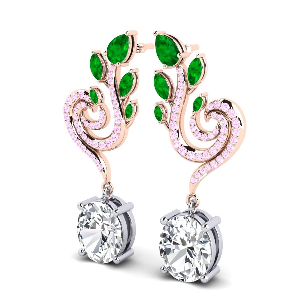 9k Oro Rosa & Blanco Circón Blanco Pendiente de mujer Raymond