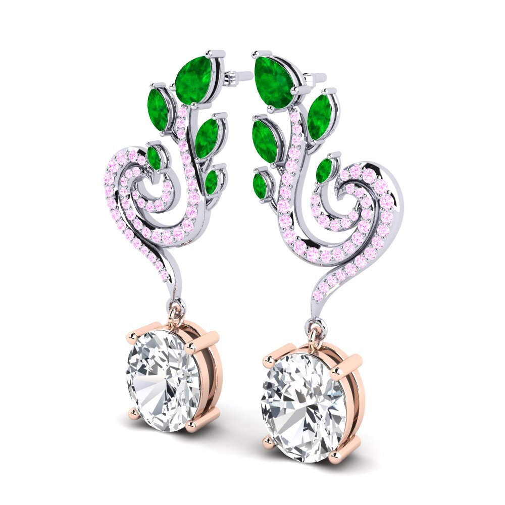 14ct White & Rose Gold White Zircon Women's Earring Raymond