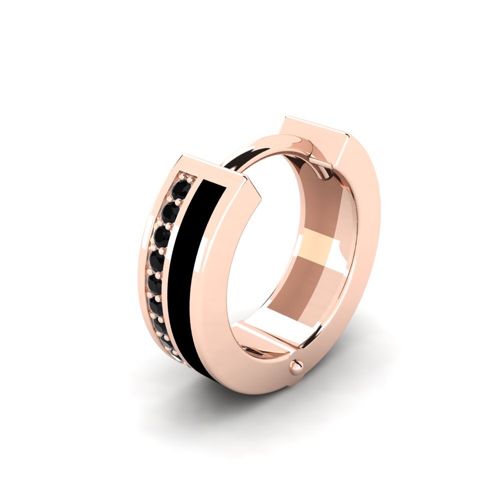 9ct Rose Gold Black Onyx Men's Earring Razzil