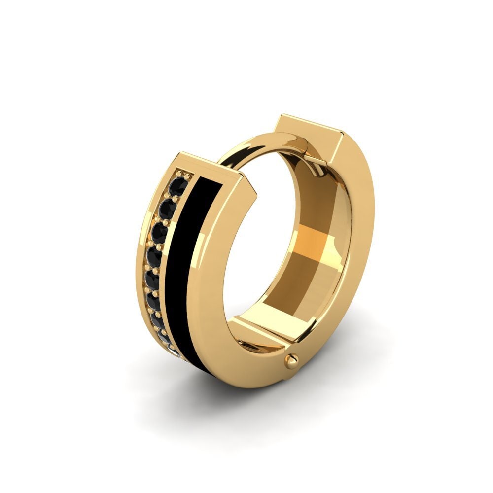 14k Oro Amarillo Ónix Negro Pendiente para hombre Razzil