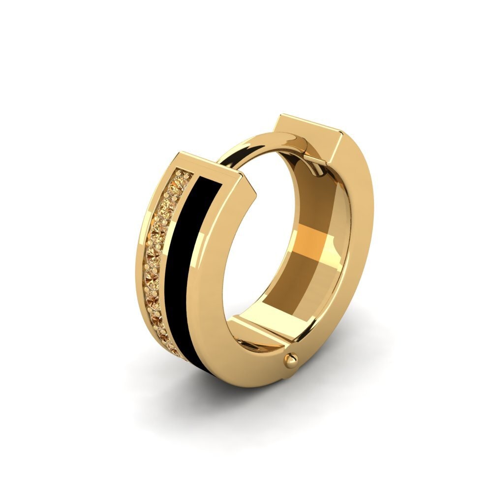 9ct Yellow Gold Brown Diamond Men's Earring Razzil