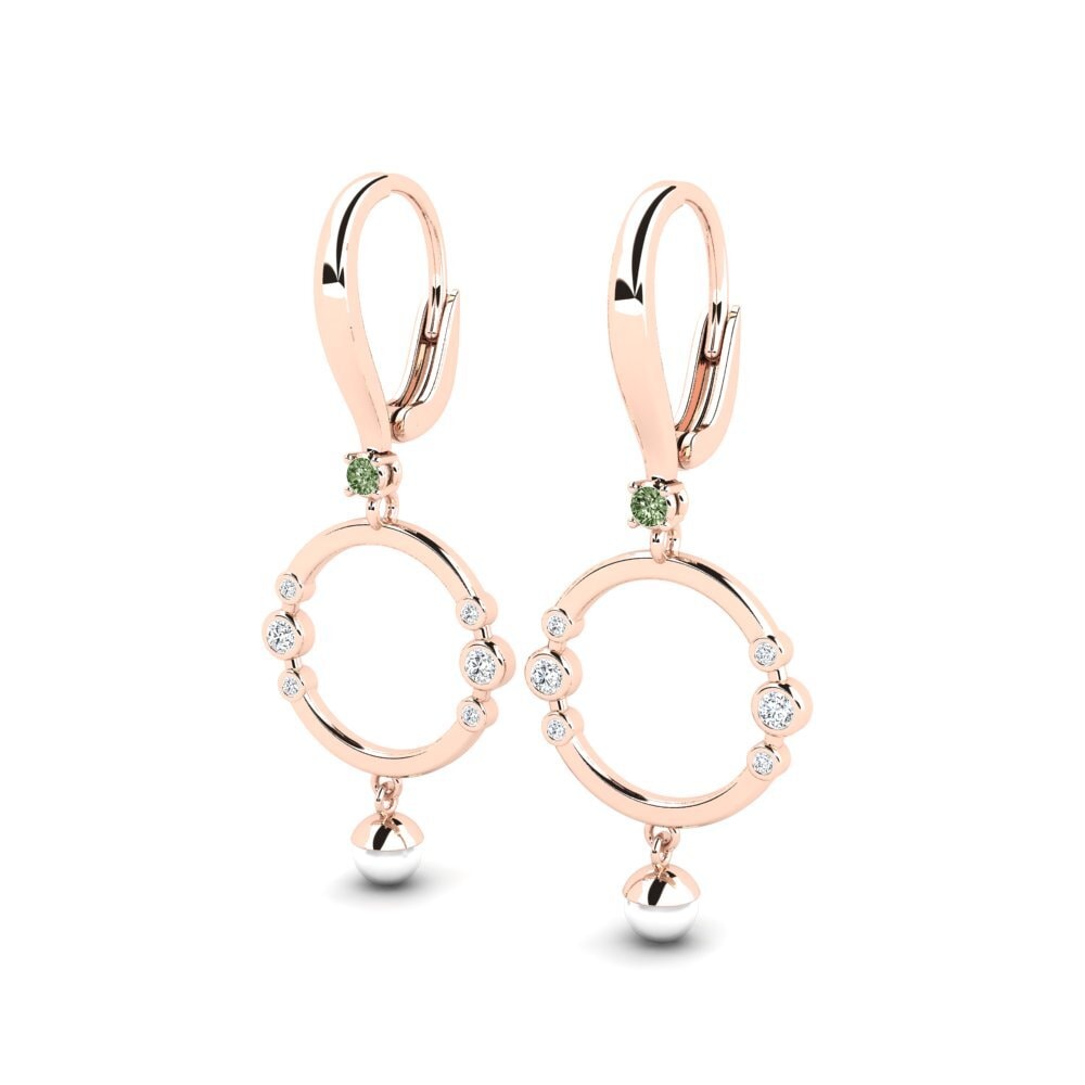 9ct Rose Gold Green Diamond Women's Earring Realm