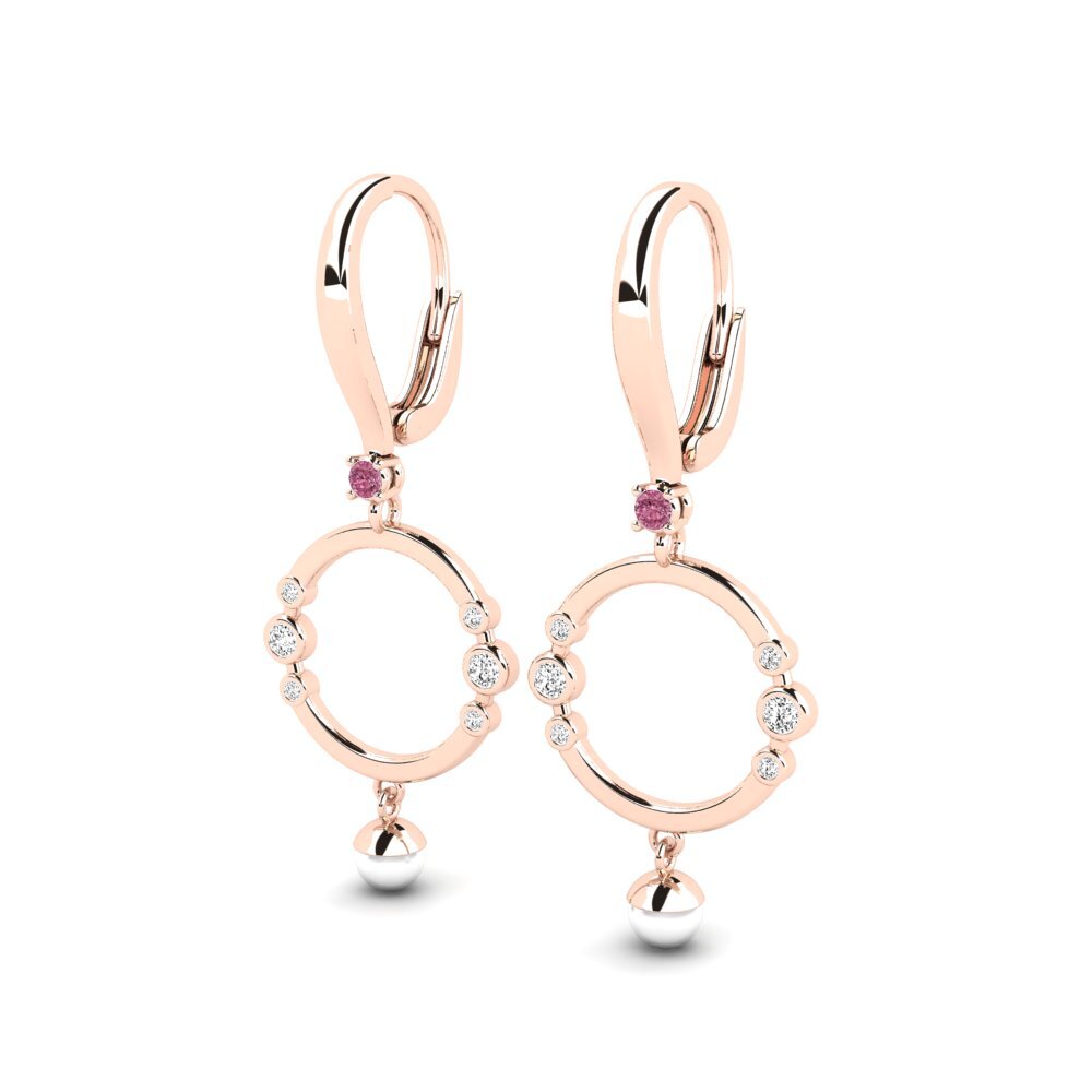 14k Oro Rosa Granate Rhodolite Pendiente de mujer Realm
