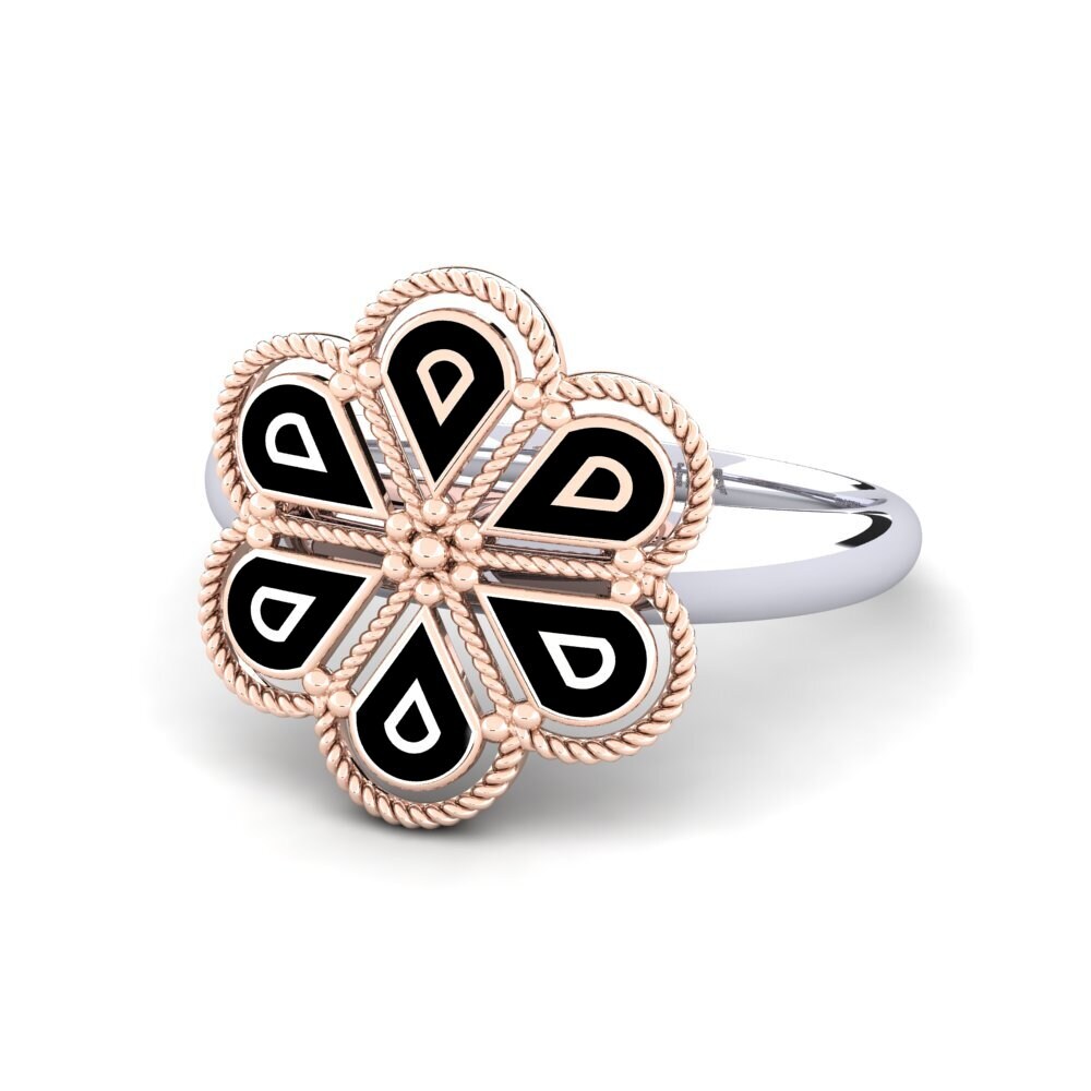 Flowers 14ct Rose & White Gold Plain Design Rings