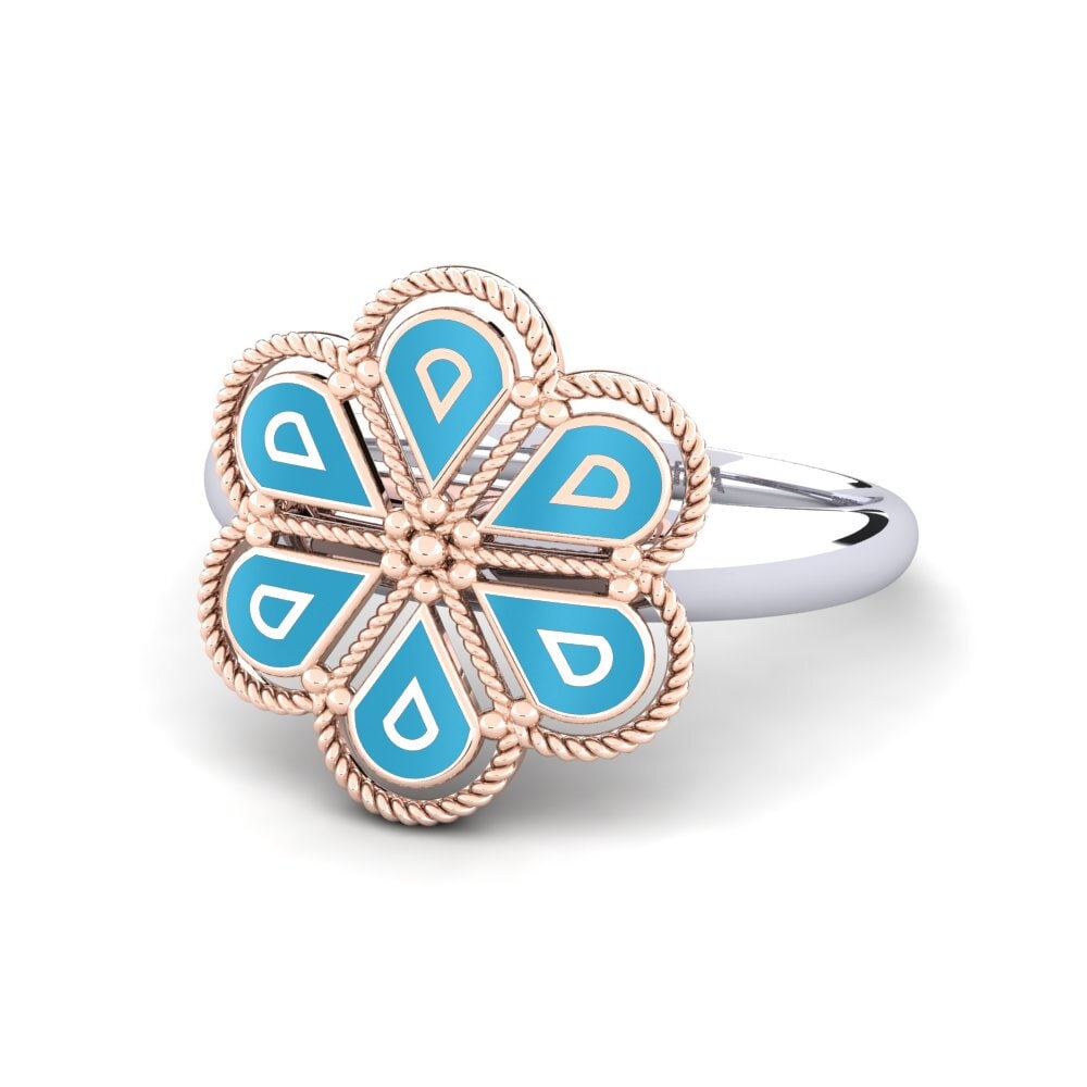Flowers 14ct Rose & White Gold Plain Design Rings