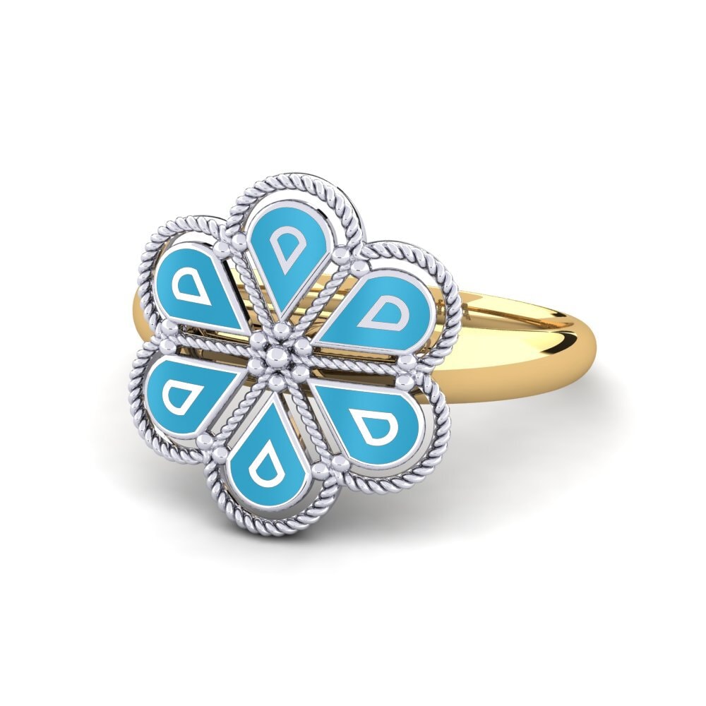 Flowers 14ct White & Yellow Gold Plain Design Rings