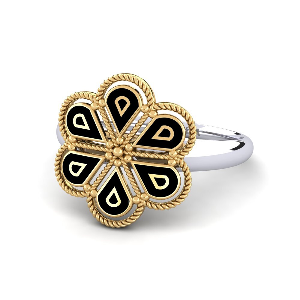 Flowers 14ct Yellow & White Gold Plain Design Rings