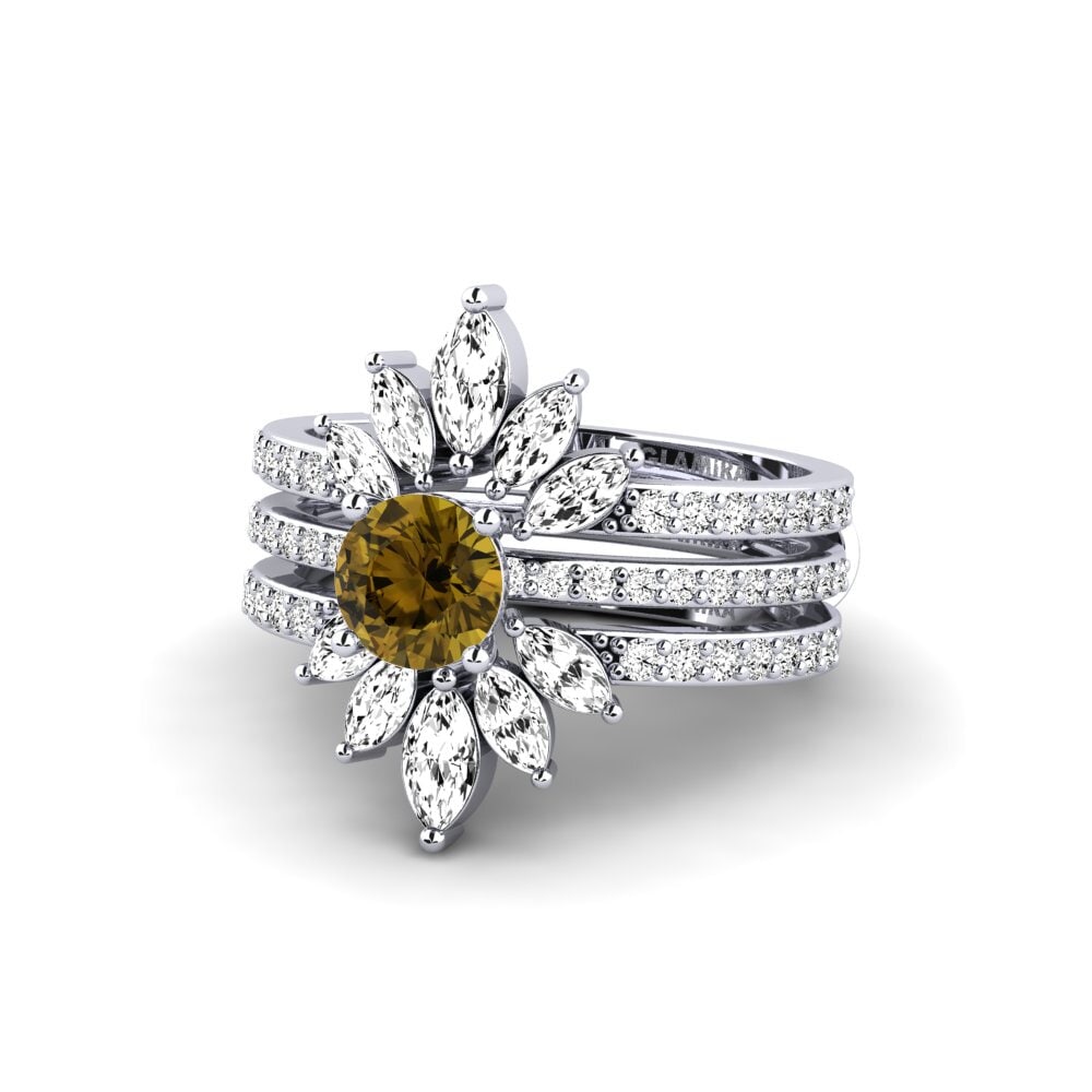 950 Platinum Brown Zircon Ring Reddos - SET