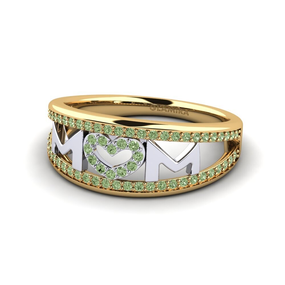 18ct Yellow & White Gold Green Diamond Ring Redfern