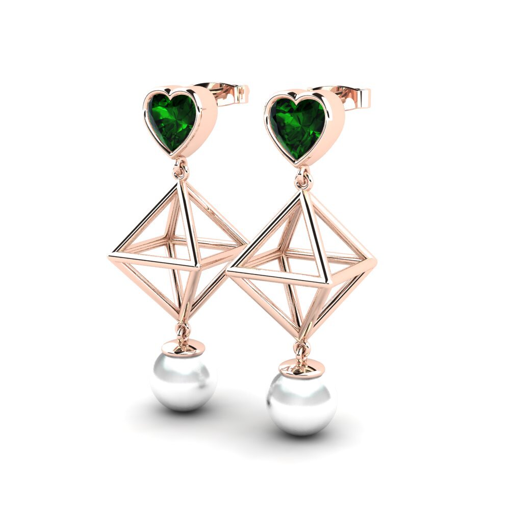 14k Oro Rosa Turmalina verde Pendiente de mujer Refile