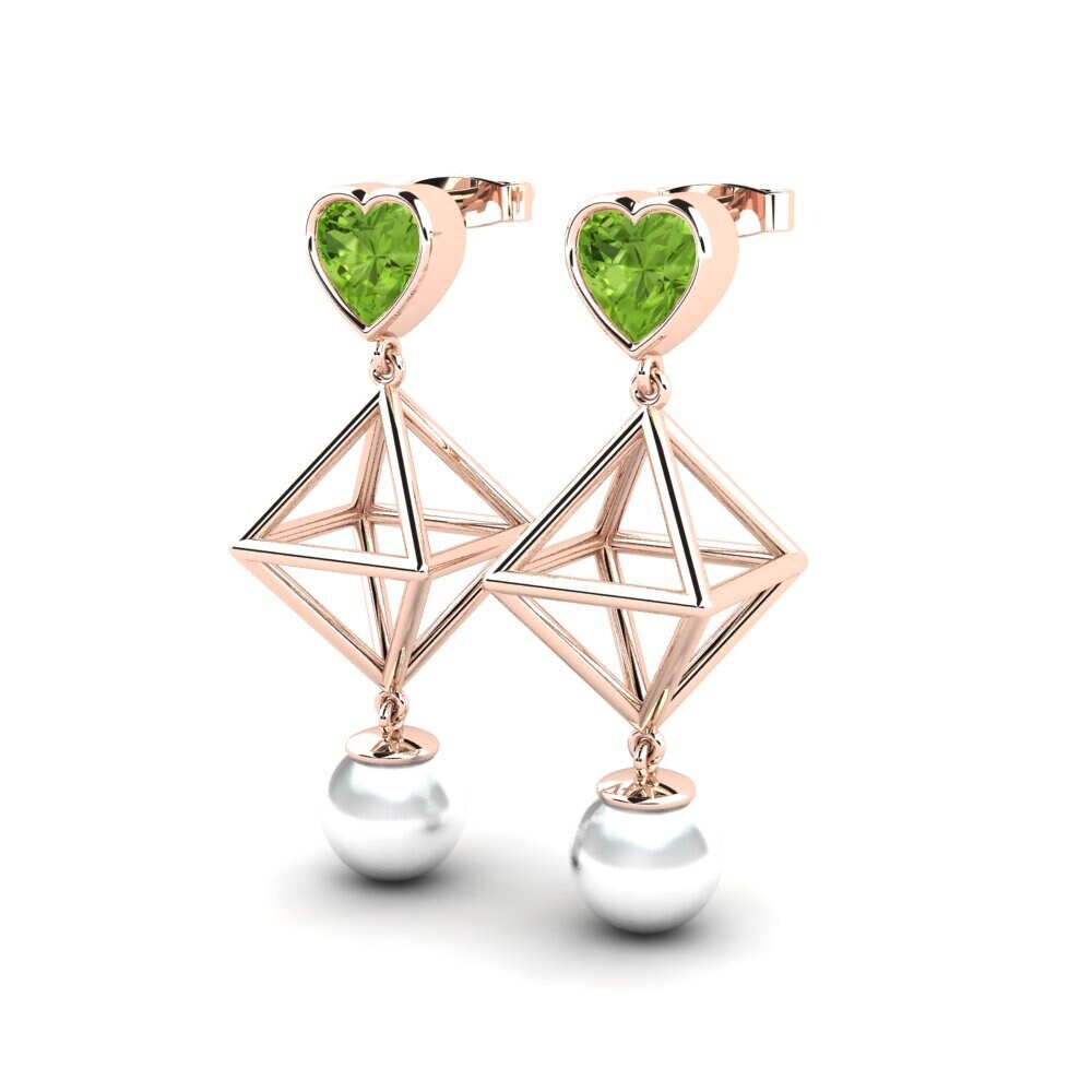 14k Oro Rosa Peridoto Pendiente de mujer Refile