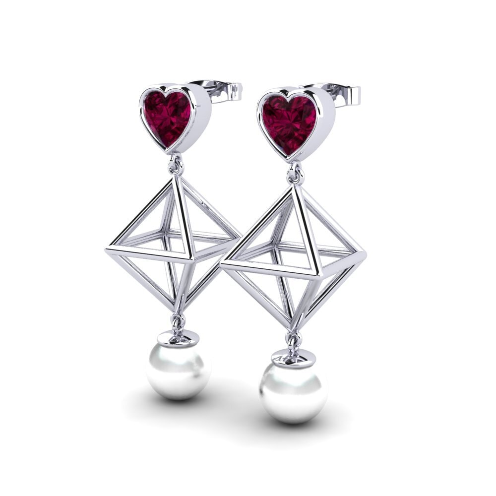 Corazón Granate Rhodolite Pendiente de mujer Refile