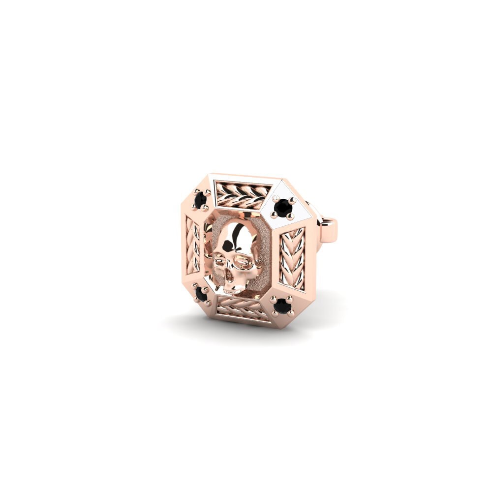 18ct Rose Gold Black Onyx Men's Earring Regal