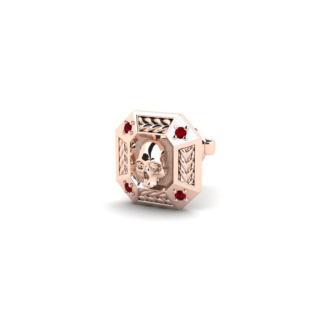 9k Oro Rosa Circonita Roja Pendiente para hombre Regal