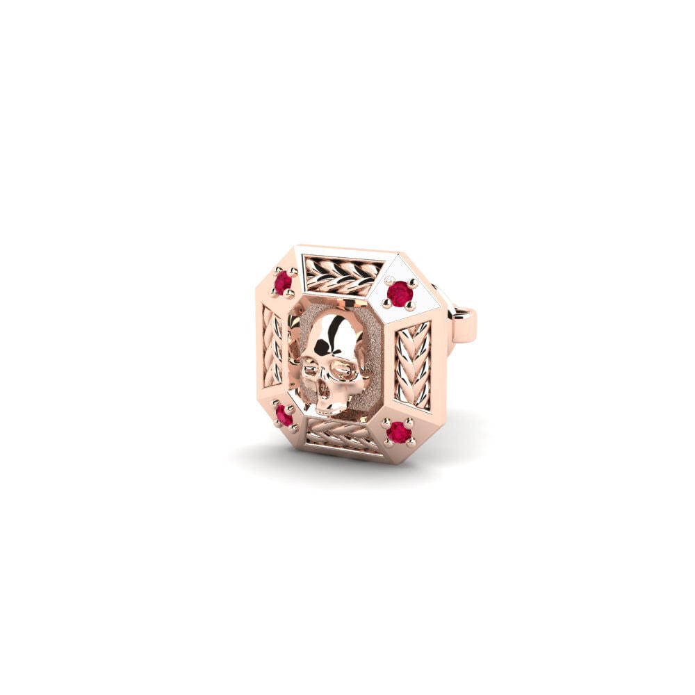 18ct Rose Gold Ruby Men's Earring Regal
