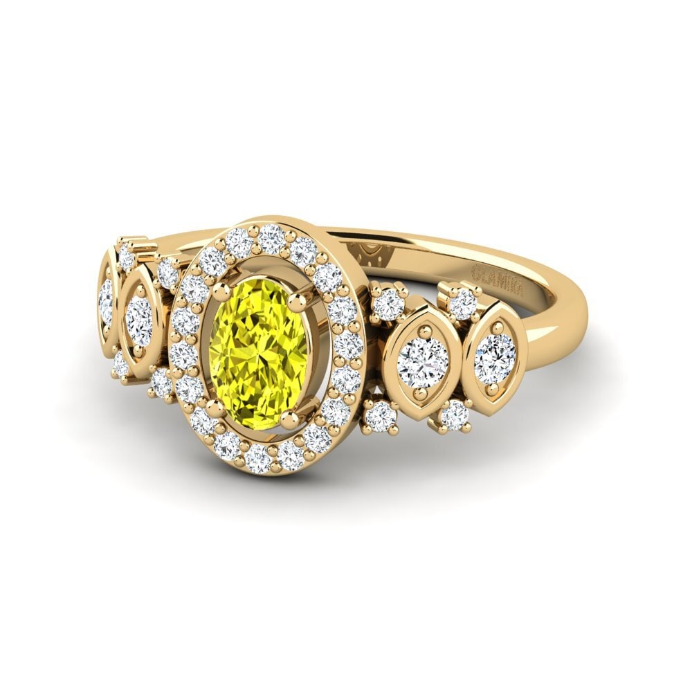 Diamante Amarelo Anel Feminino Regange