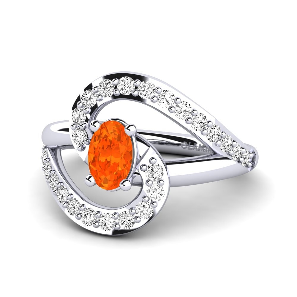 Ovalado Ópalo Fuego Anillo de compromiso Reine