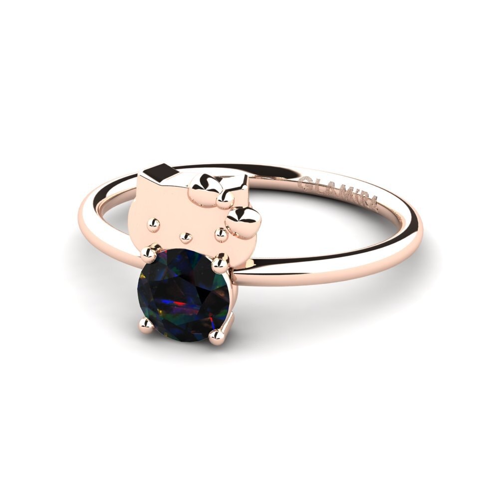 Nhẫn Vàng Hồng 18K Đá Opal Đen Animals