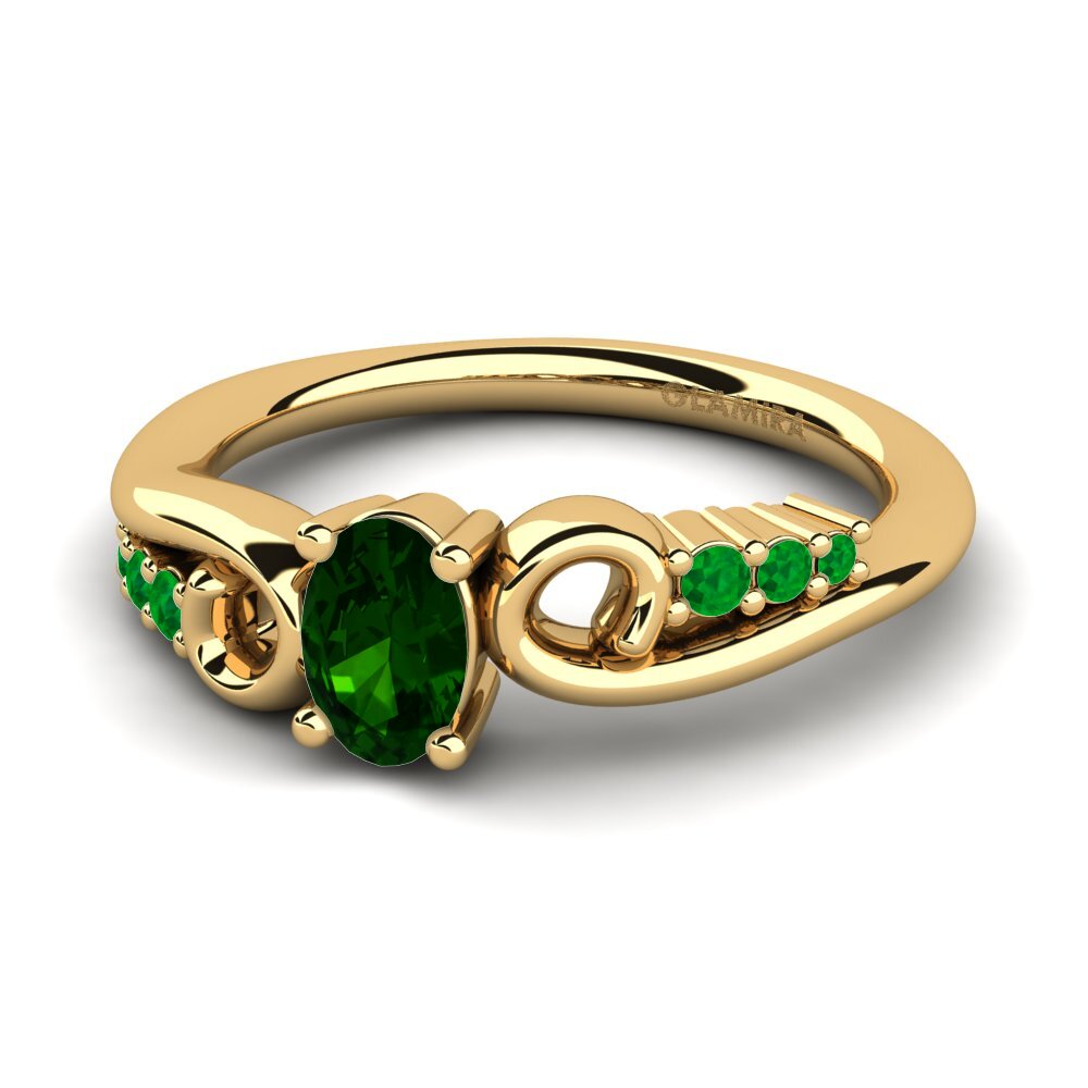 14ct Yellow Gold Green Tourmaline Engagement Ring Rena