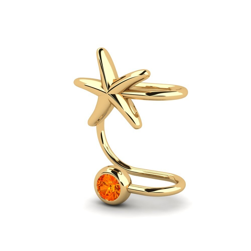 14ct Yellow Gold Orange Sapphire Women's Earring Rend