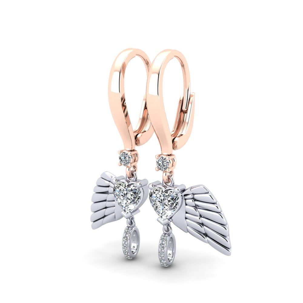 14k Oro Blanco / Rosa Pendiente de mujer Renza
