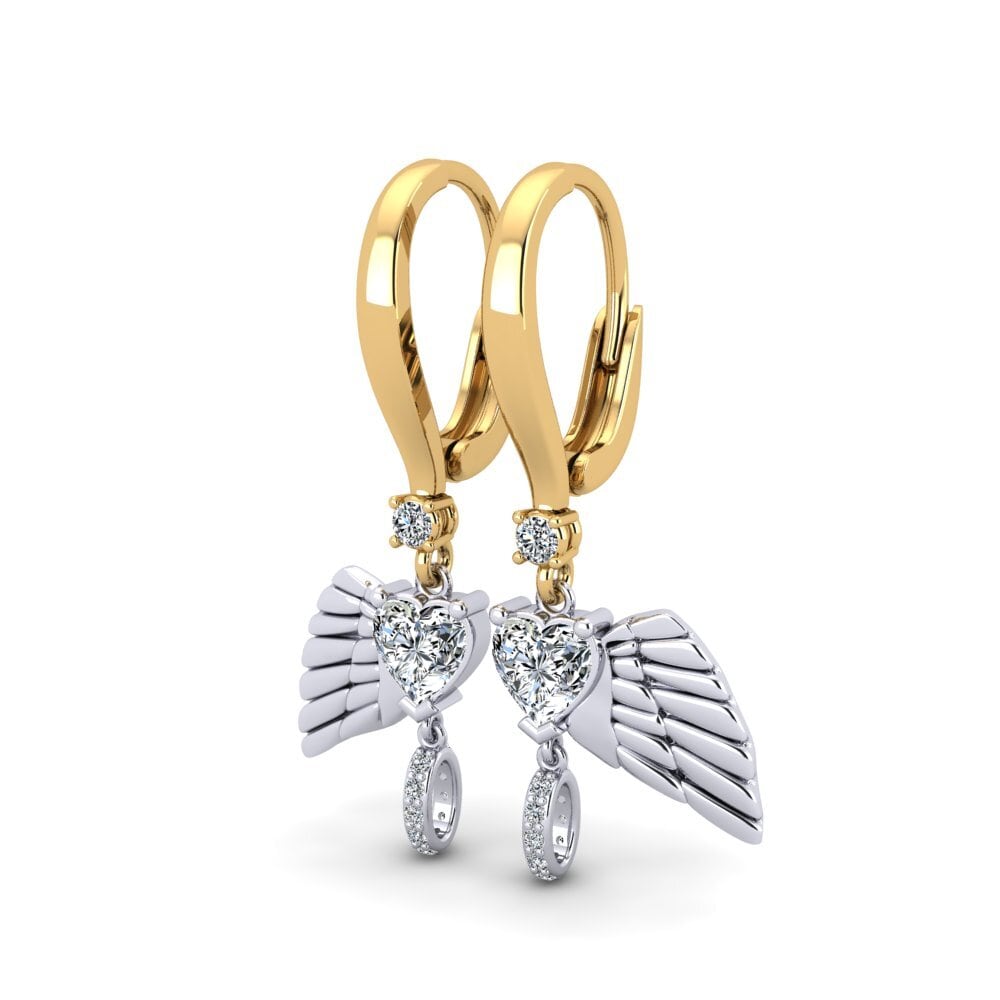 14k Oro Blanco / Amarillo Corazón Pendiente de mujer Renza