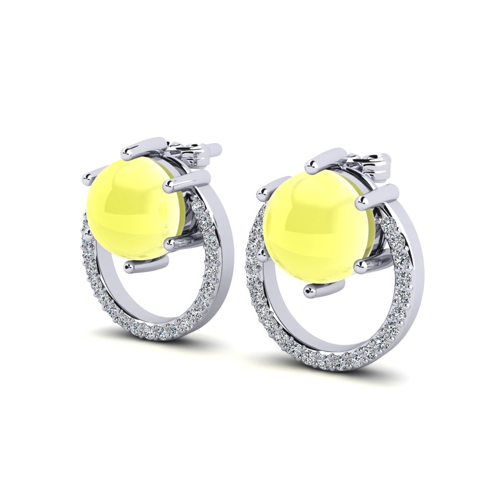 Cabochon Round Cabochon Lemon Topaz Women's Earring Reselda