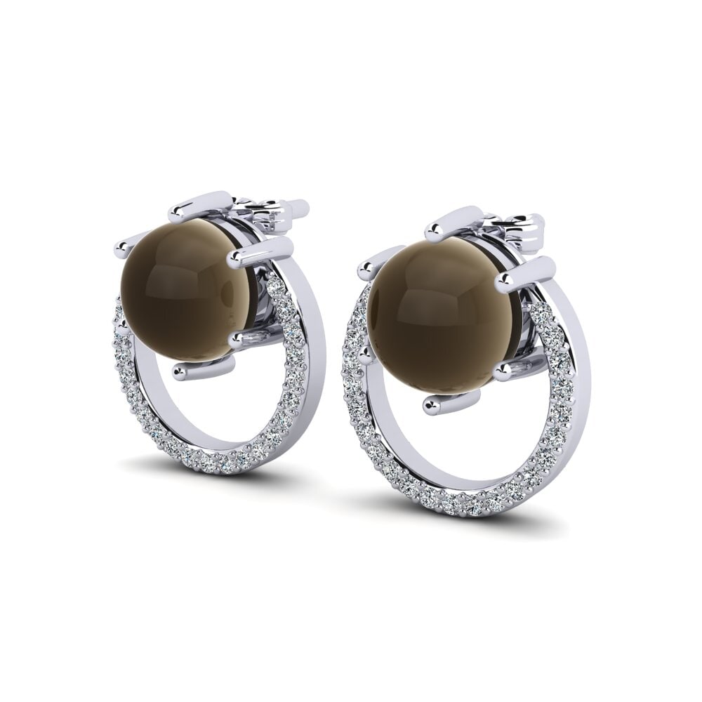 Đá Cabochon Thạch Anh Khói Bông tai nữ Reselda