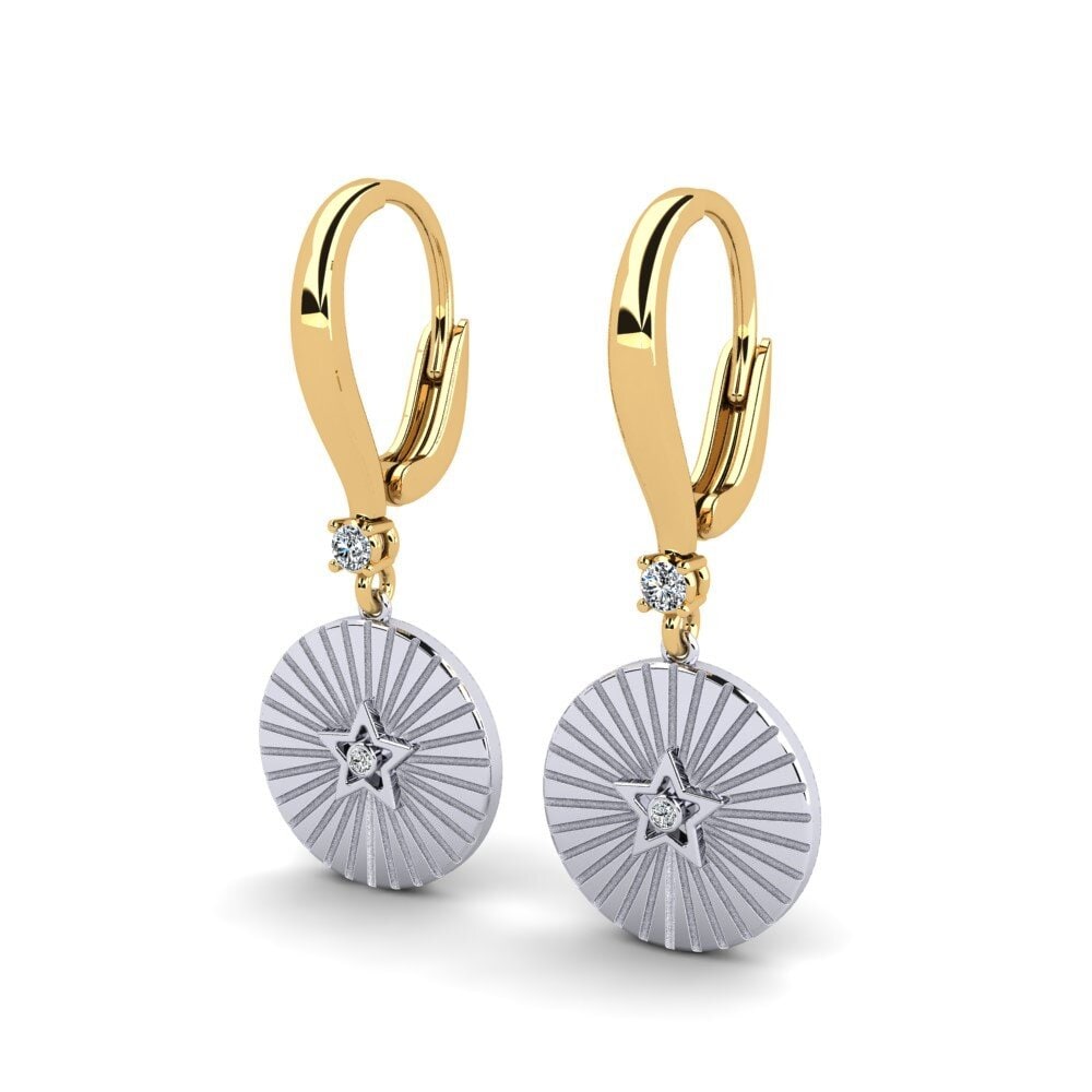 14k Oro Amarillo/Blanco Pendiente de mujer Retour