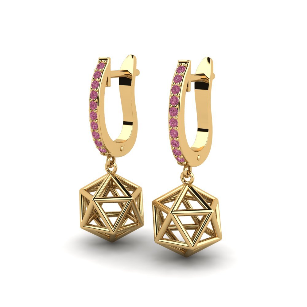 9k Oro Amarillo Granate Rhodolite Pendiente de mujer Revolved