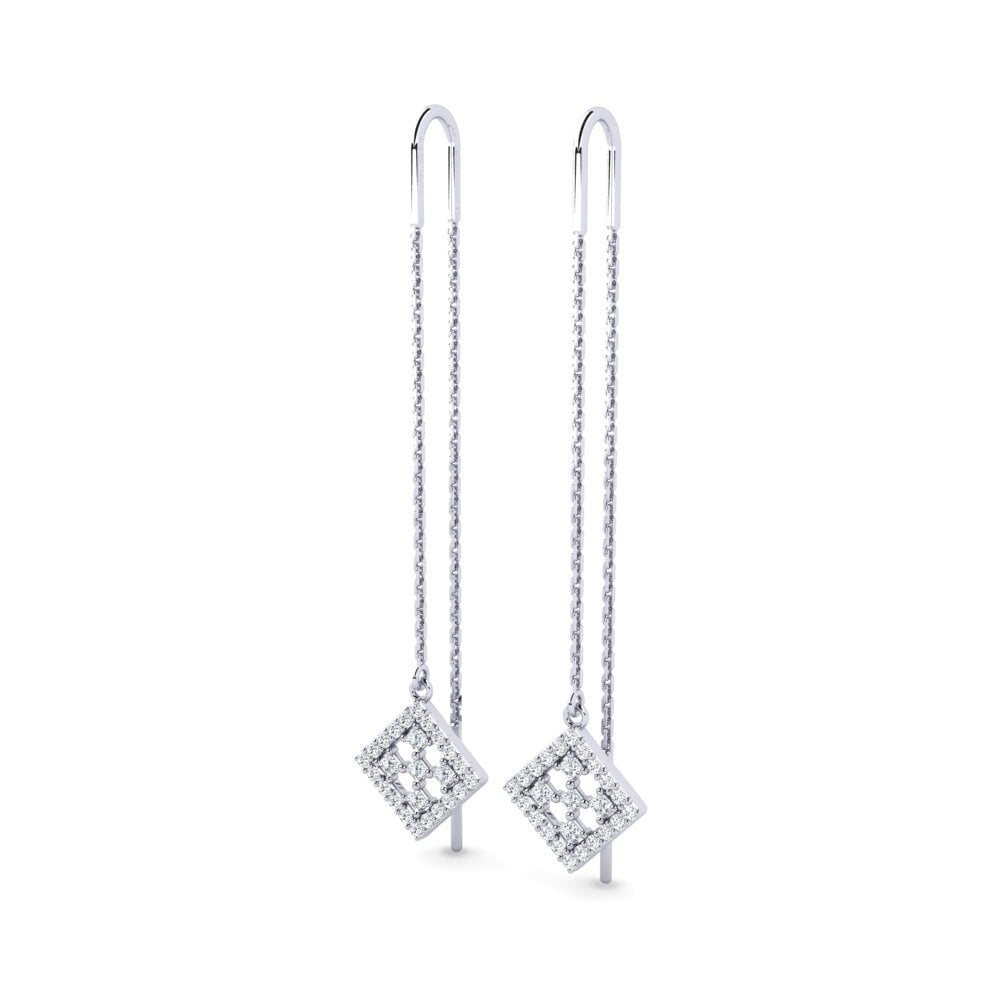 14k Oro Blanco Princesa Pendiente de mujer Rganel