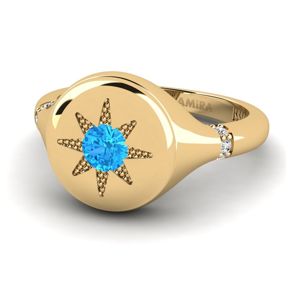 Topaze Bleue Anneau rose Rgunder