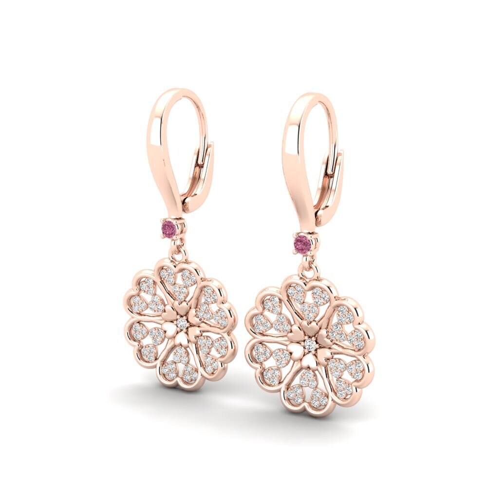 14k Oro Rosa Granate Rhodolite Pendiente de mujer Rhasta