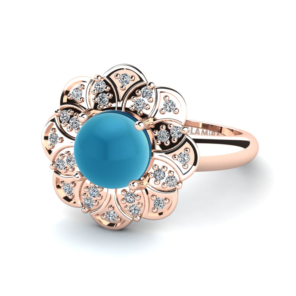 Topacio Azul Cabujón Anillo Rhodia