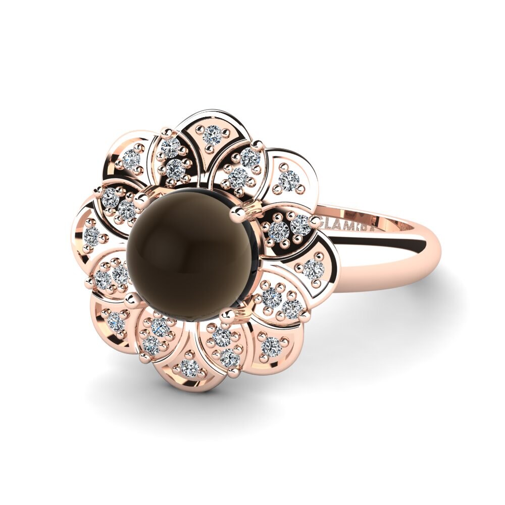 Cabochon Smoky Topaz Ring Rhodia